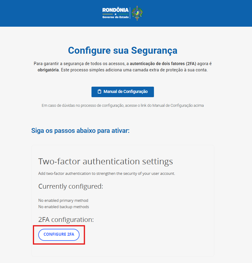 Tela de Login do Portal do Governo