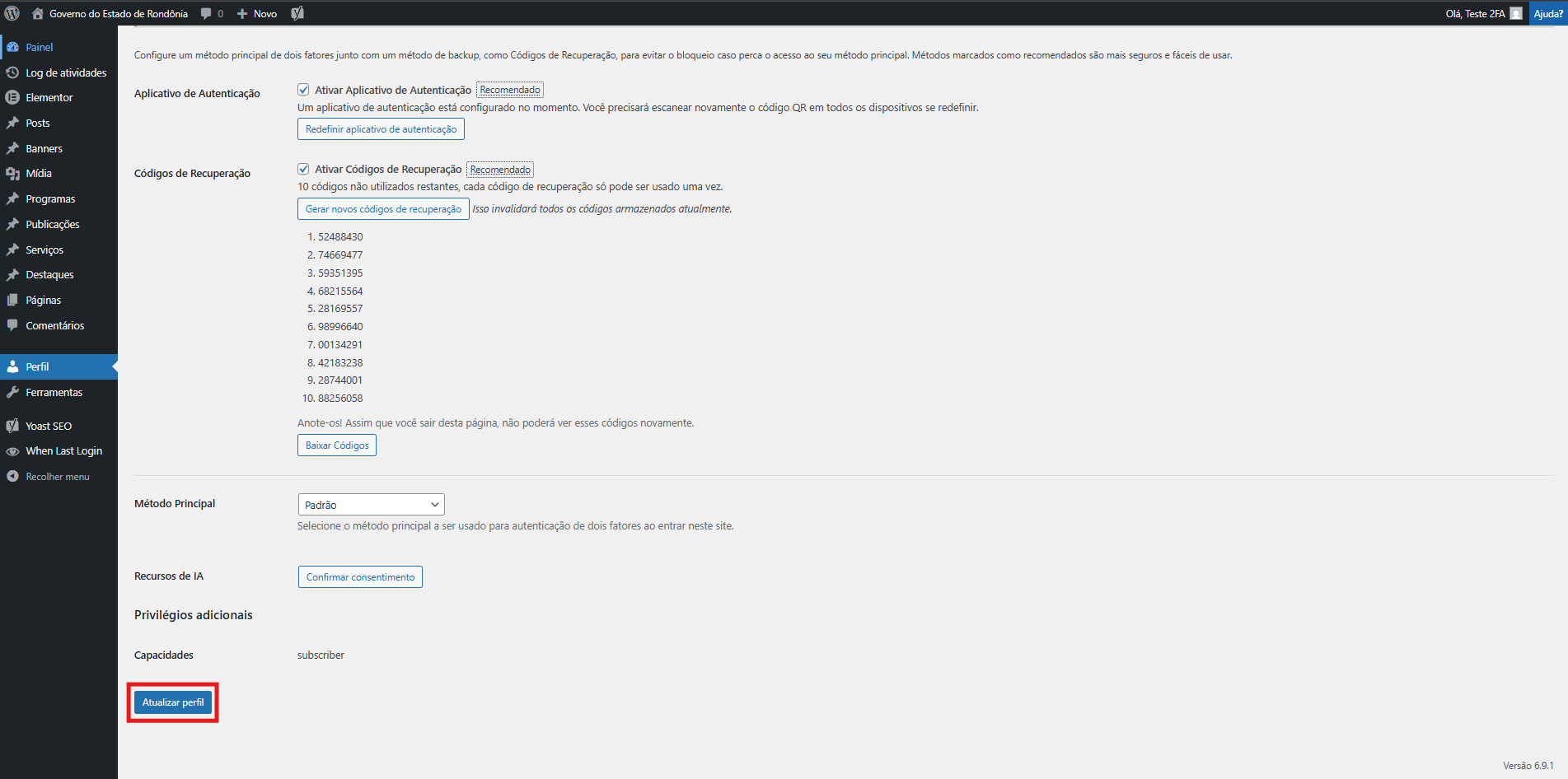 Tela de Login do Portal do Governo