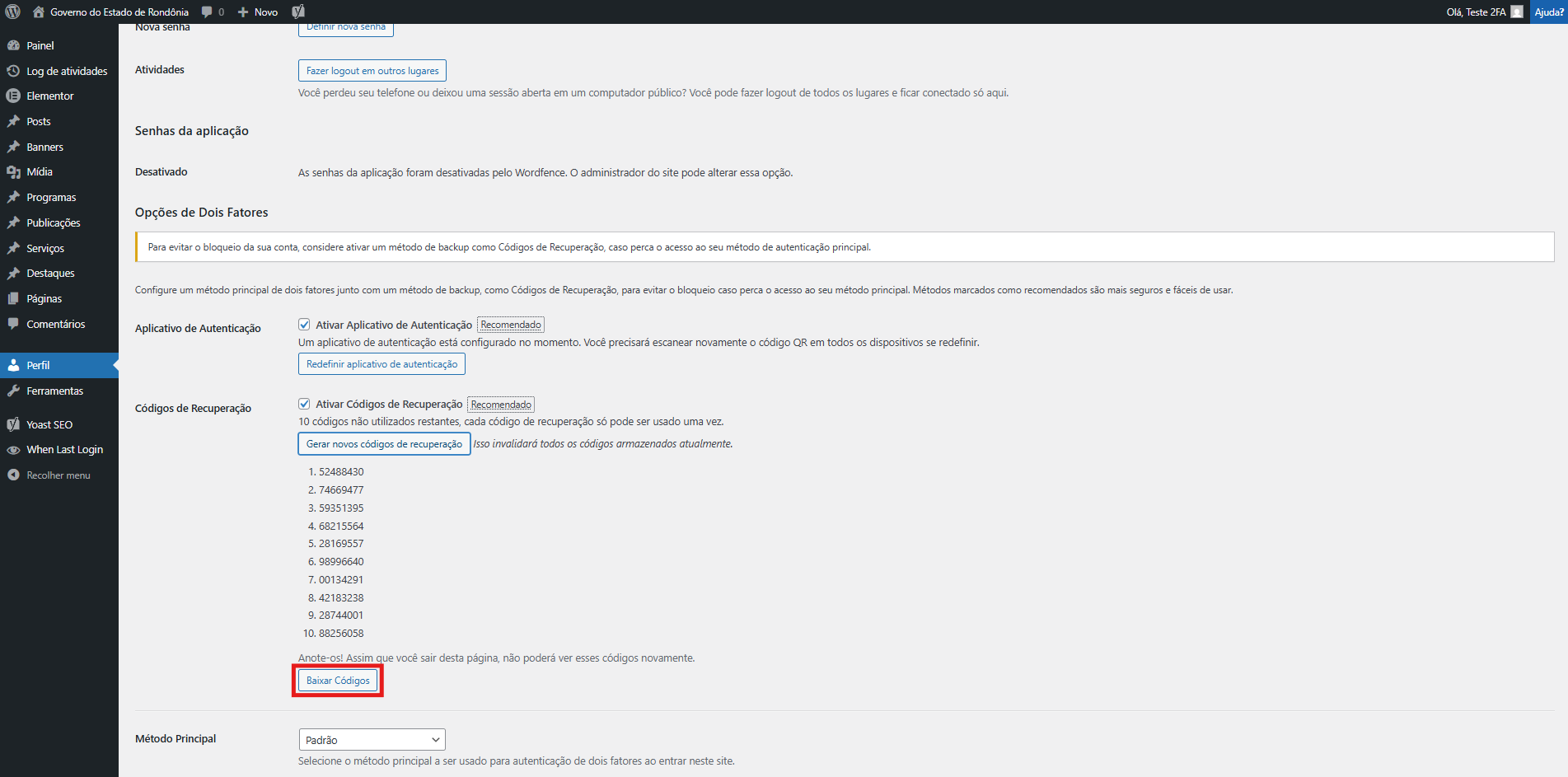 Tela de Login do Portal do Governo