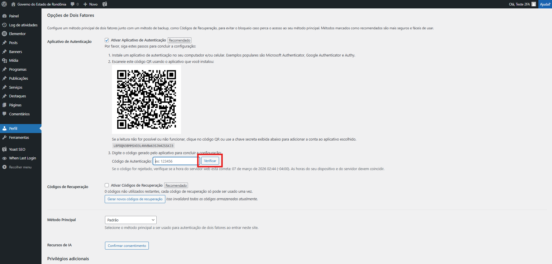 Tela de Login do Portal do Governo