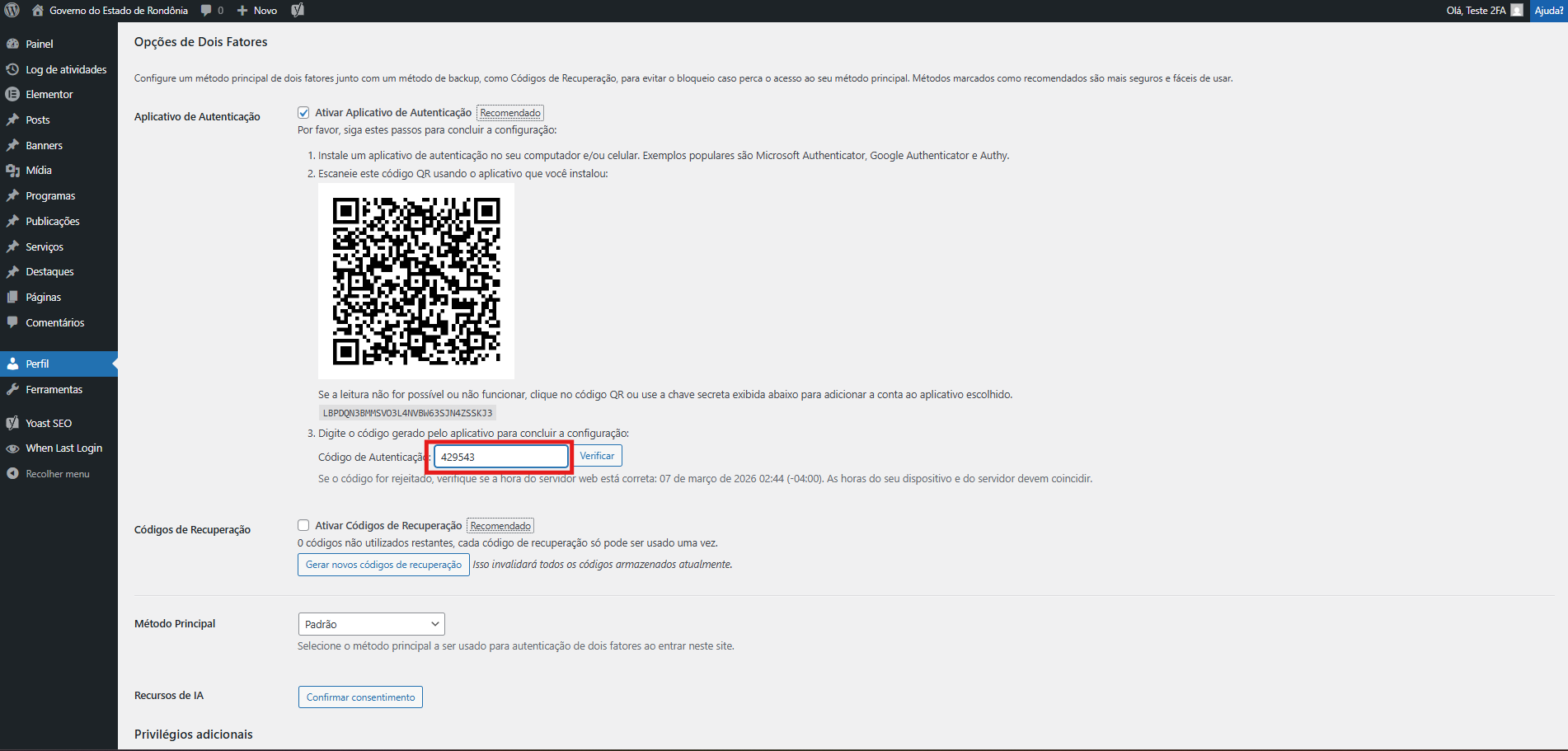 Tela de Login do Portal do Governo