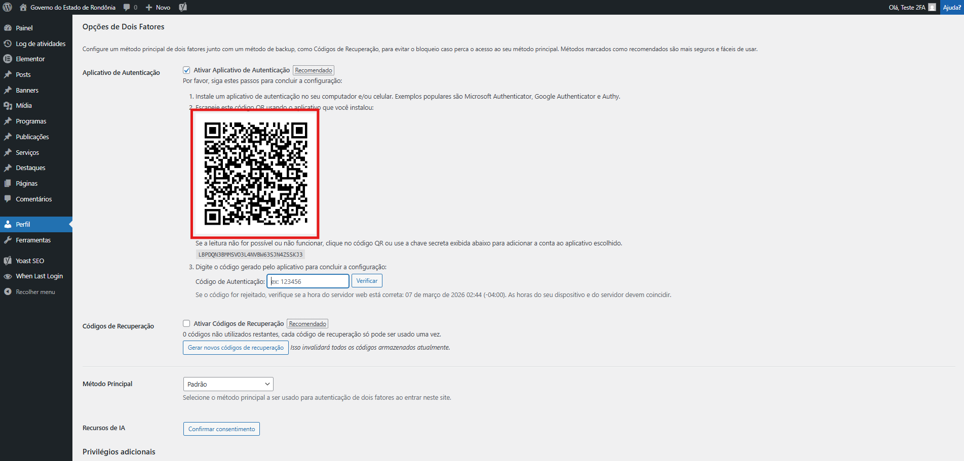 Tela de Login do Portal do Governo
