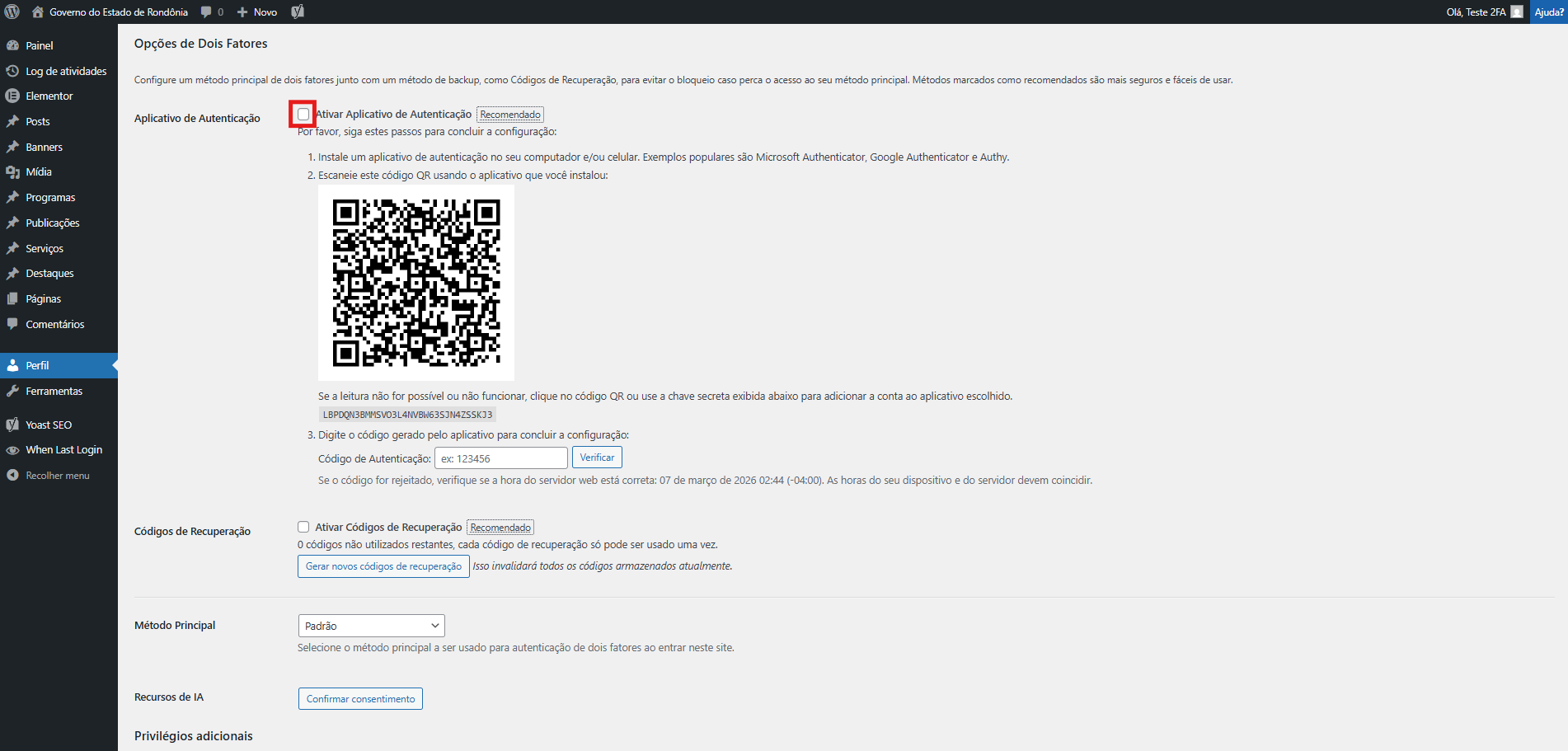Tela de Login do Portal do Governo