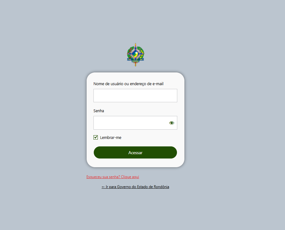 Tela de Login do Portal do Governo
