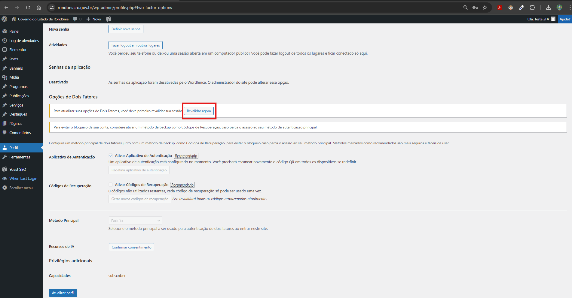 Tela de Login do Portal do Governo