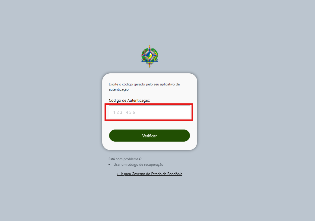 Tela de Login do Portal do Governo